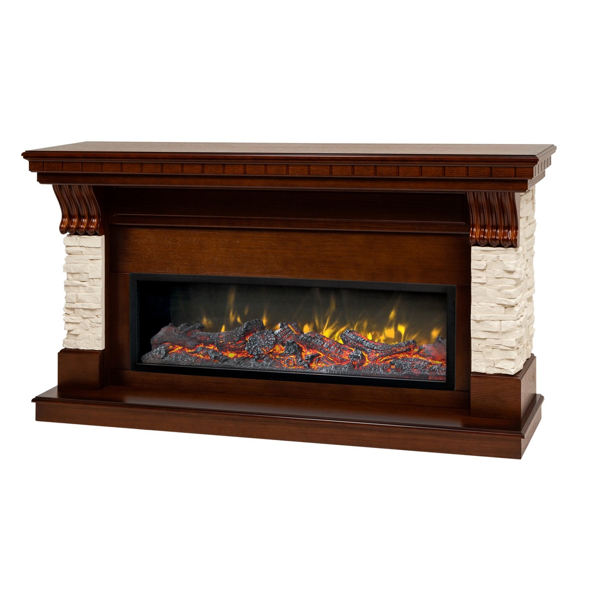 Электрокамин RealFlame Michigan 42/BV NT орех с очагом Beverly 1000