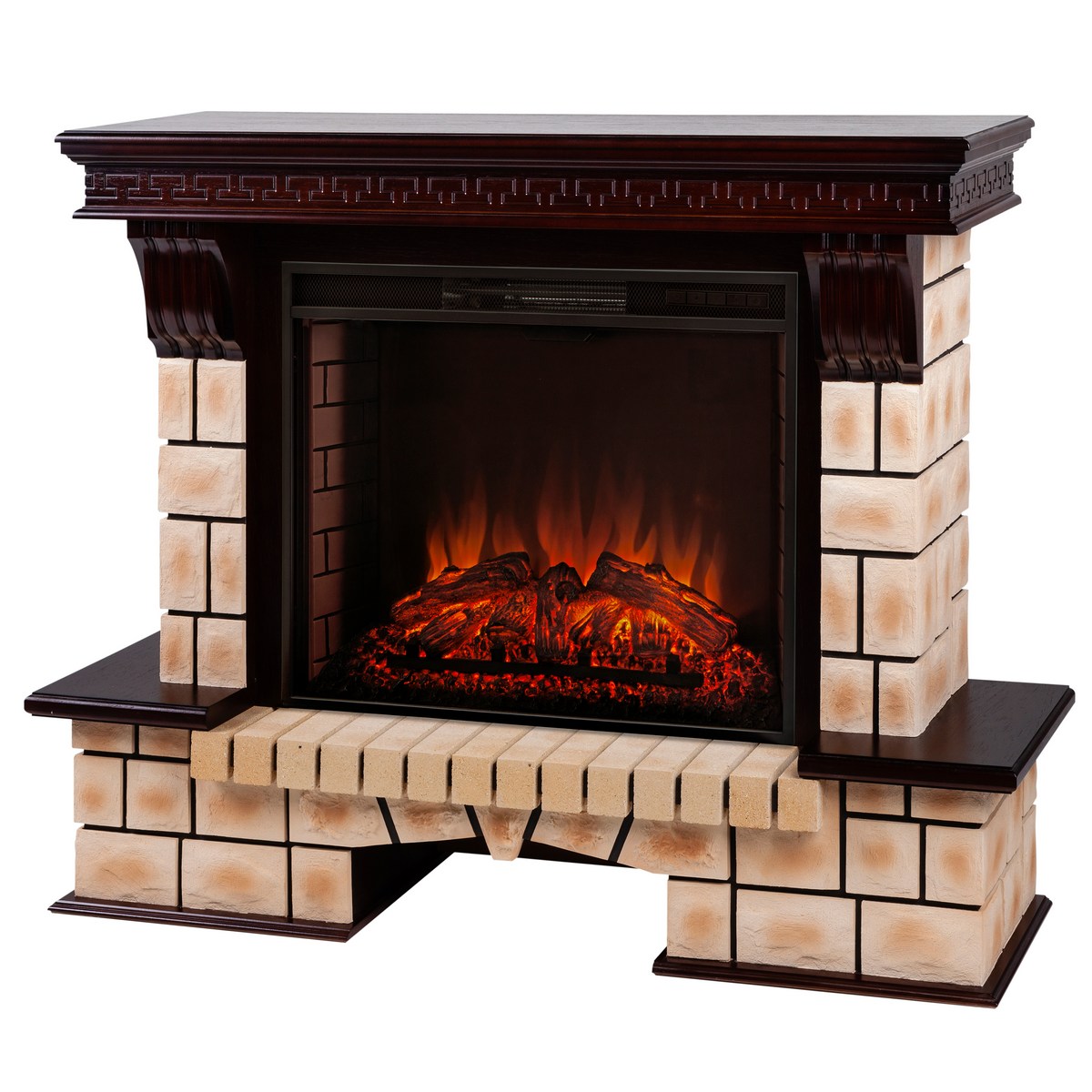 Электрокамин RealFlame Stone Brick AO античный дуб с очагом Epsilon 26 S IR