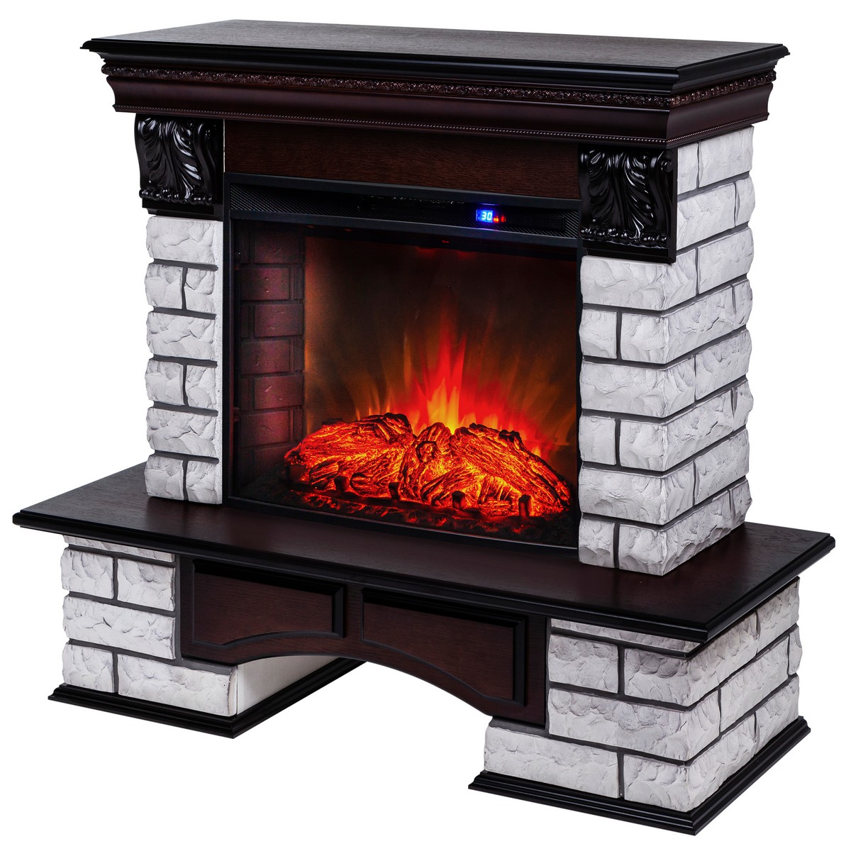 Электрокамин RealFlame Country Lux Rock AO античный дуб с очагом Evrika 25,5 LED