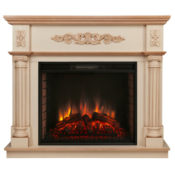 Электрокамин RealFlame Silvia 26 WT белый дуб с бронзовой патиной с очагом Epsilon 26 S IR