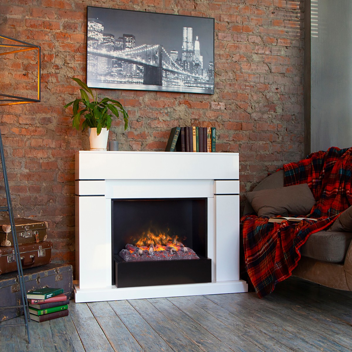 Электрокамин RealFlame Lindelse 26 WT белый с очагом 3D Cassette 630