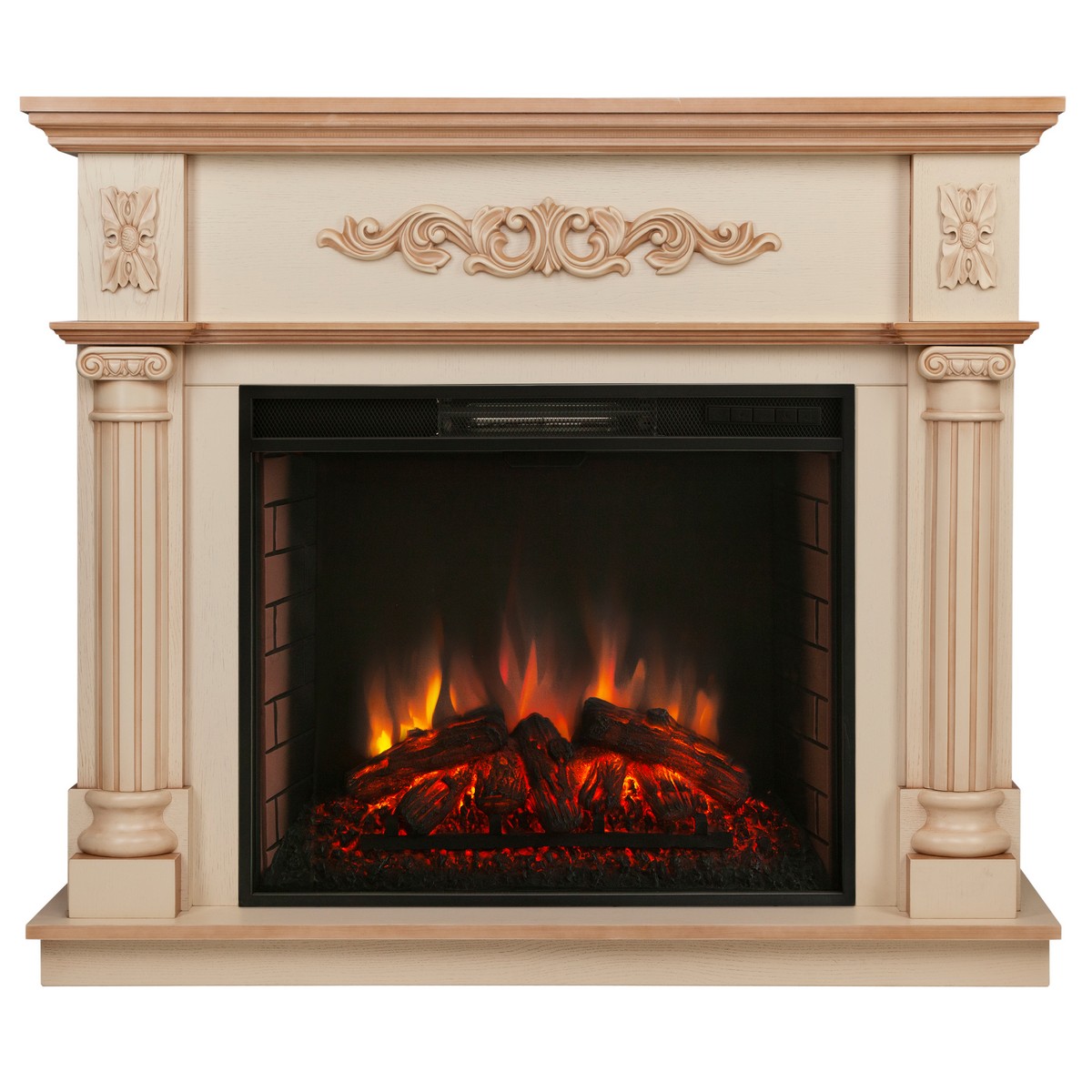 Электрокамин RealFlame Silvia 26 WT белый дуб с бронзовой патиной с очагом Epsilon 26 S IR