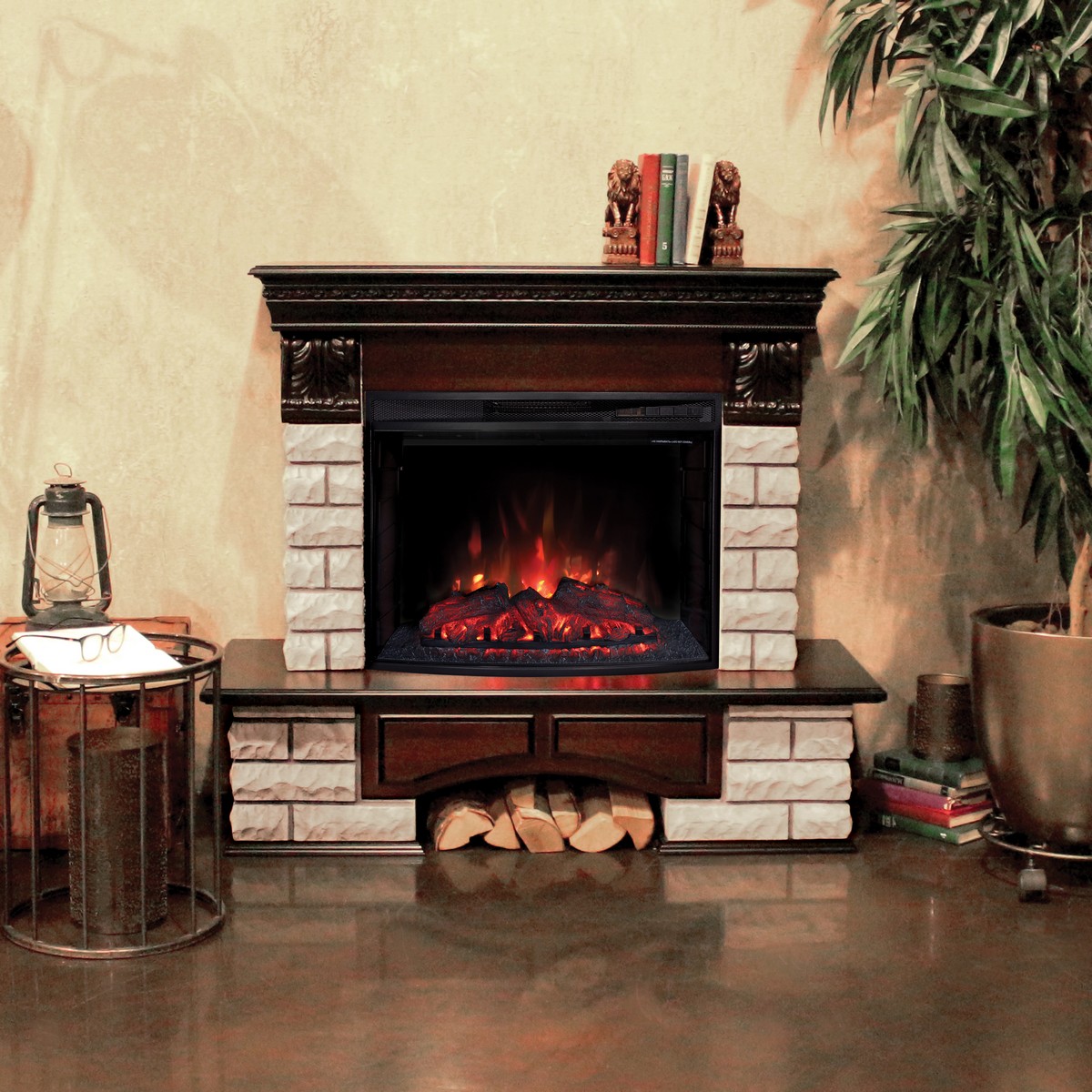 Электрокамин RealFlame Country Lux Rock AO античный дуб с очагом Evrika 25,5 LED