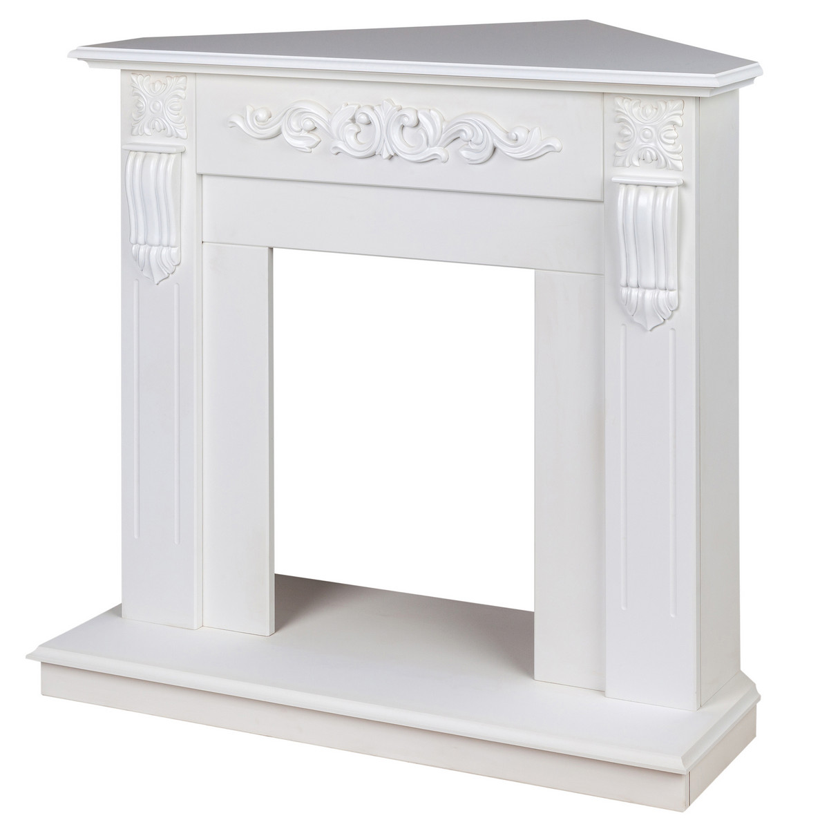 Портал каминный из МДФ угловой RealFlame Dominica Corner белый матовый, под очаги (Majestic, Fobos, Eugene, 3D Olympic)