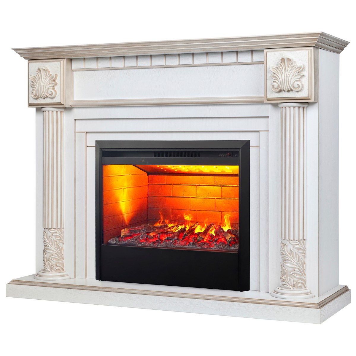Электрокамин RealFlame Imperia 26/33 WT белый дуб с золотой патиной с очагом 3D Helios 26