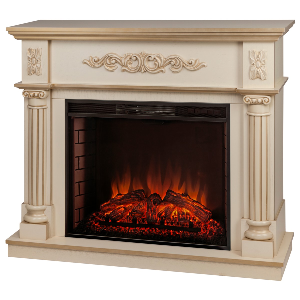 Электрокамин RealFlame Silvia 26 WT белый дуб с золотой патиной с очагом Epsilon 26 S IR