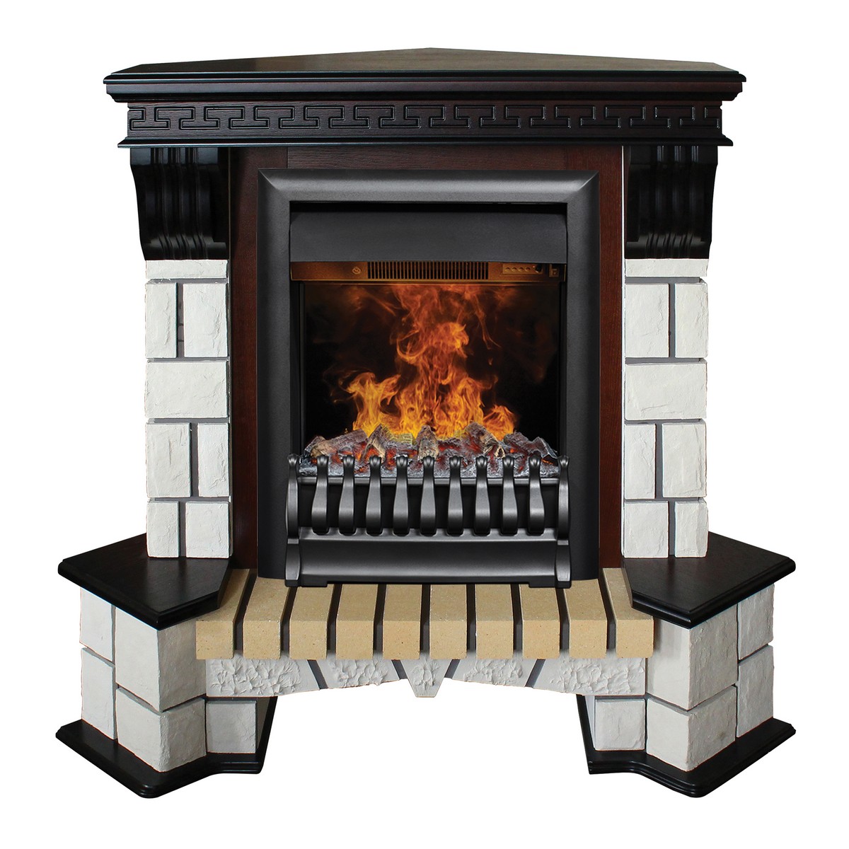 Электрокамин RealFlame Stone Coner AO античный дуб с очагом 3D Oregan
