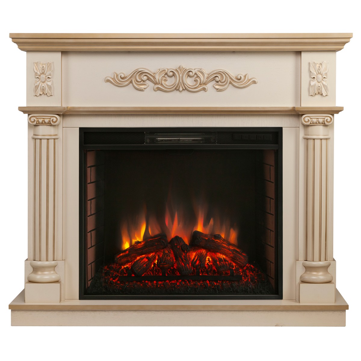 Электрокамин RealFlame Silvia 26 WT белый дуб с золотой патиной с очагом Epsilon 26 S IR