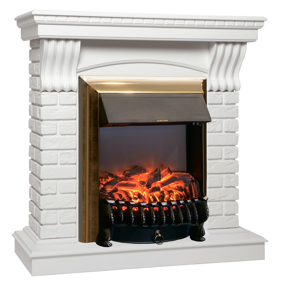 Электрокамин RealFlame Jazz WT белый с очагом Fobos Lux Brass