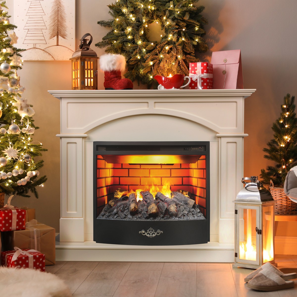 Электрокамин RealFlame Jacomo 25,5 WT крем с очагом 3D Firestar 25,5