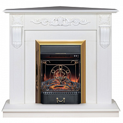 Электрокамин Электрокамин RealFlame Dominica Corner DN белый матовый с очагом Majestic Lux Brass