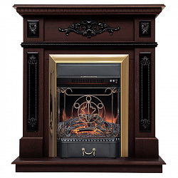 Электрокамин Электрокамин RealFlame Lilian DN орех с очагом Majestic Lux Brass